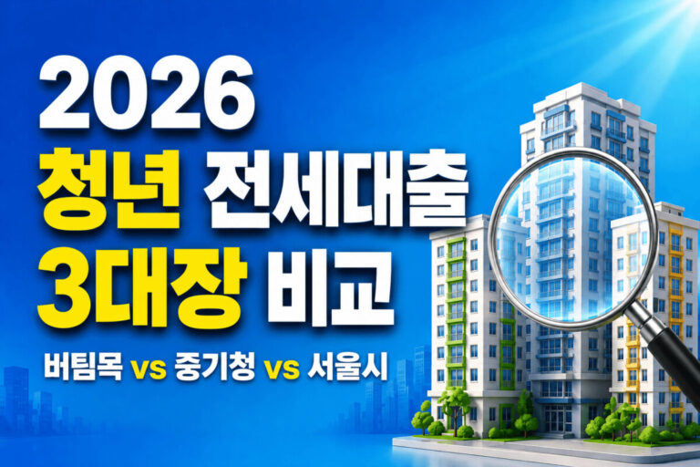 2026년 청년 전세대출 3대장인 버팀목, 중기청, 서울시 전세대출을 비교한 대표 이미지