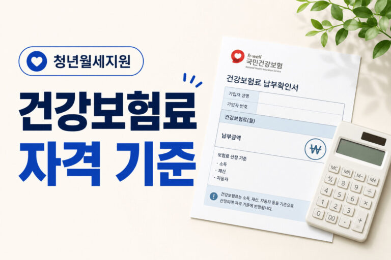 청년월세지원 건강보험료 자격 기준을 설명하는 대표 이미지