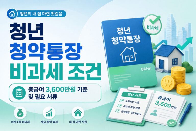 청년 청약통장 비과세 조건과 총급여 3,600만 원 기준, 필요 서류를 정리한 대표 이미지