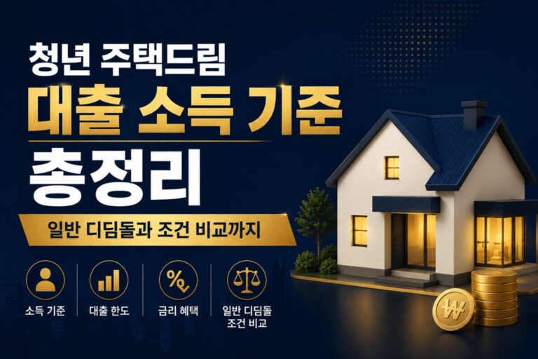 청년 주택드림 대출 소득 기준과 일반 디딤돌대출 조건 차이를 비교한 대표 이미지