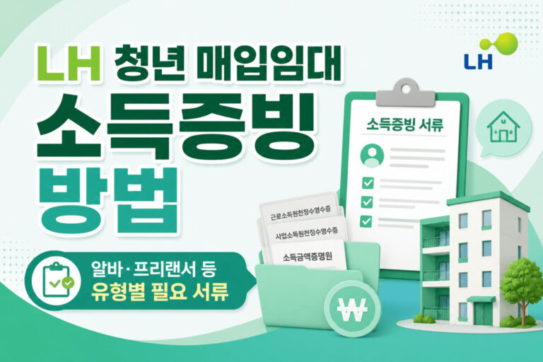 LH 청년 매입임대 소득증빙 방법과 알바·프리랜서 등 유형별 필요 서류를 정리한 대표 이미지