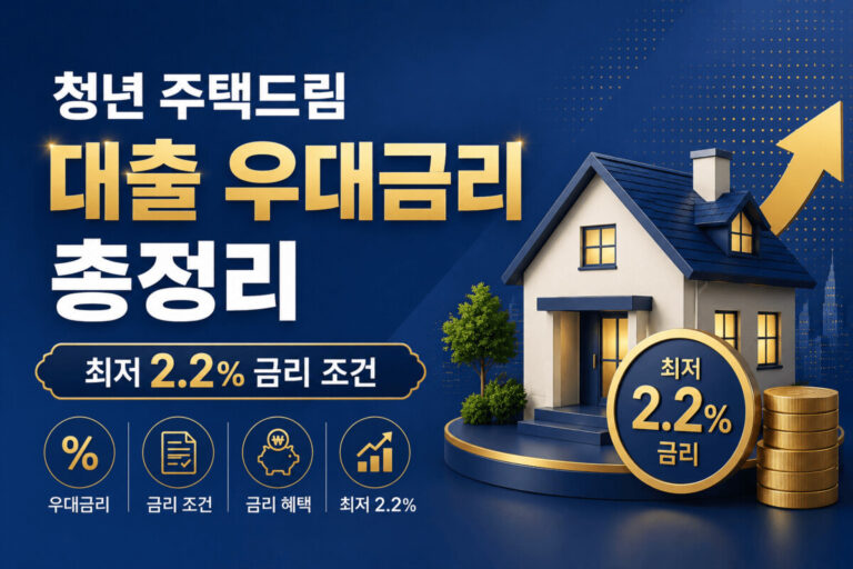 청년 주택드림 대출 우대금리와 최저 2.2% 금리 조건을 정리한 대표 이미지